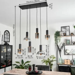 Suspension Classon Noir, 6 lumières