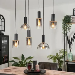 Suspension Classon Noir, 6 lumières