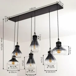 Suspension Coapilla Noir, 6 lumières