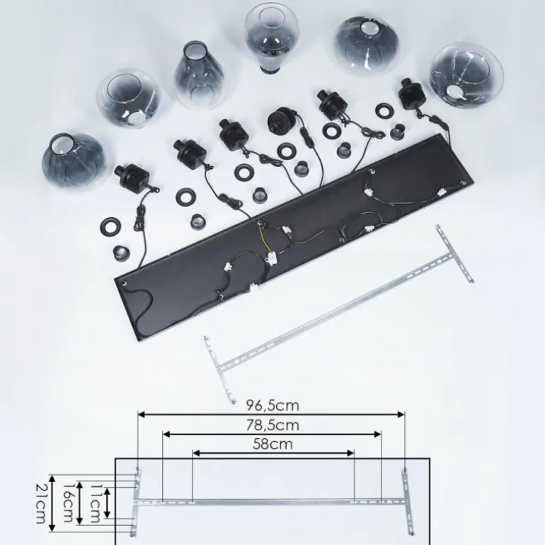 Suspension Coapilla Noir, 6 lumières