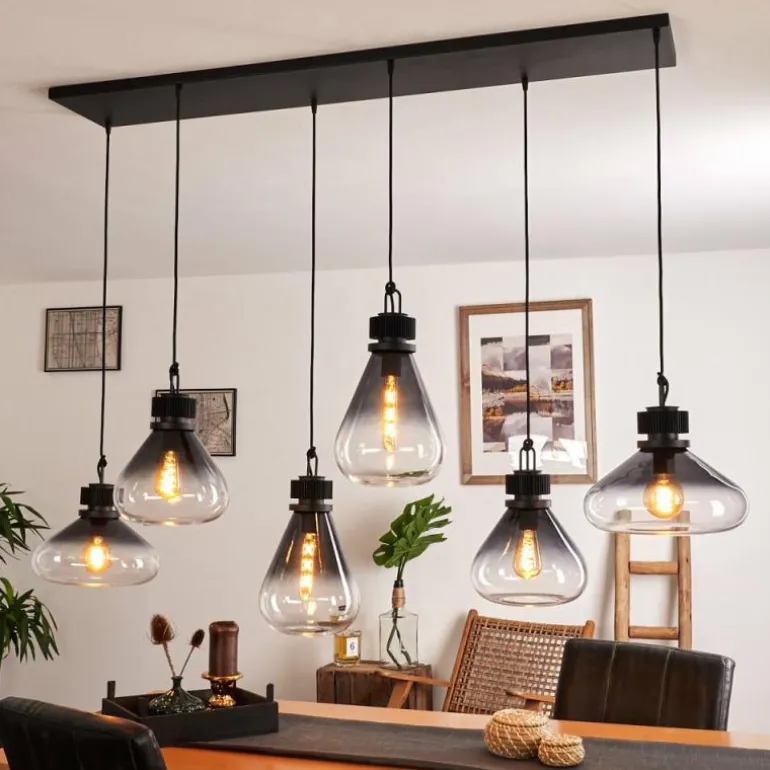 Suspension Coapilla Noir, 6 lumières