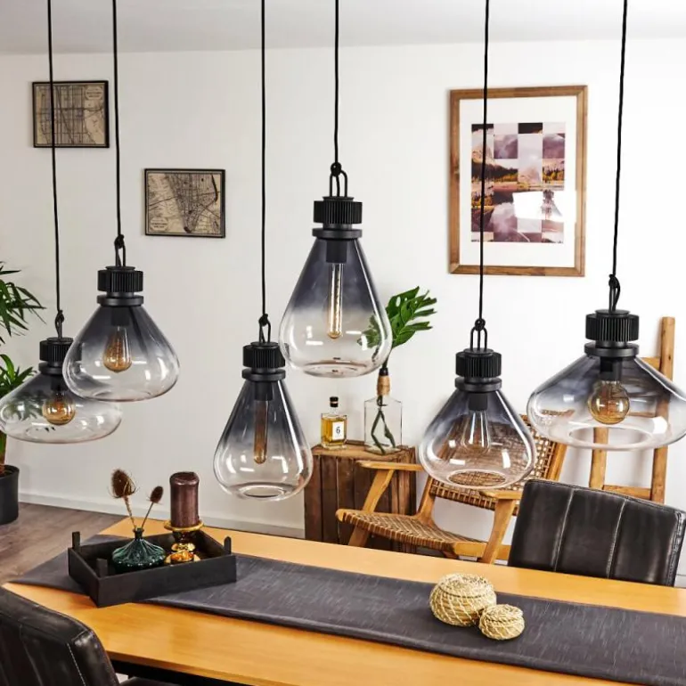 Suspension Coapilla Noir, 6 lumières