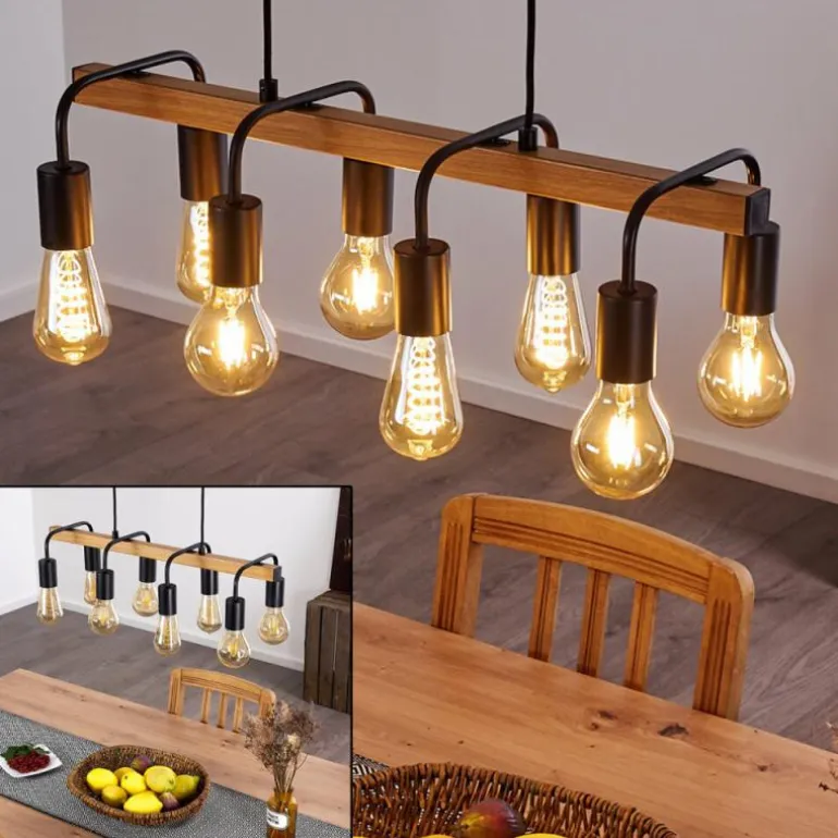 Suspension Conakry Noir, 8 lumières