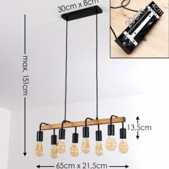 Suspension Conakry Noir, 8 lumières