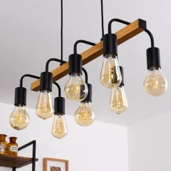 Suspension Conakry Noir, 8 lumières