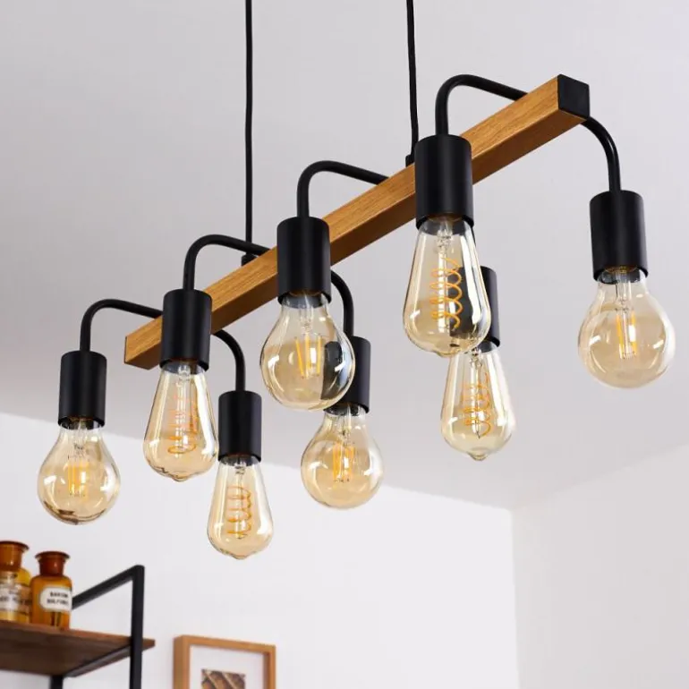 Suspension Conakry Noir, 8 lumières