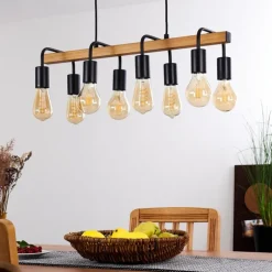 Suspension Conakry Noir, 8 lumières