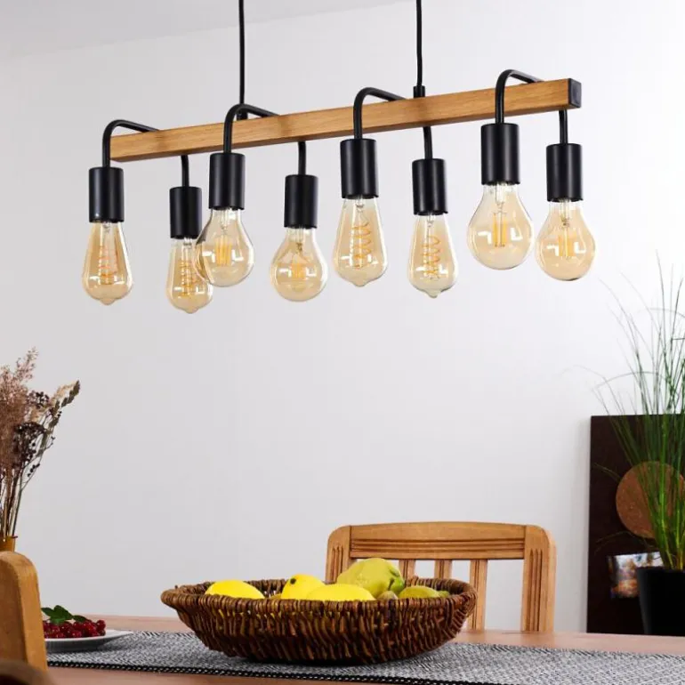 Suspension Conakry Noir, 8 lumières