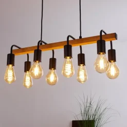 Suspension Conakry Noir, 8 lumières