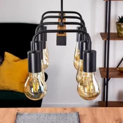 Suspension Conakry Noir, 8 lumières