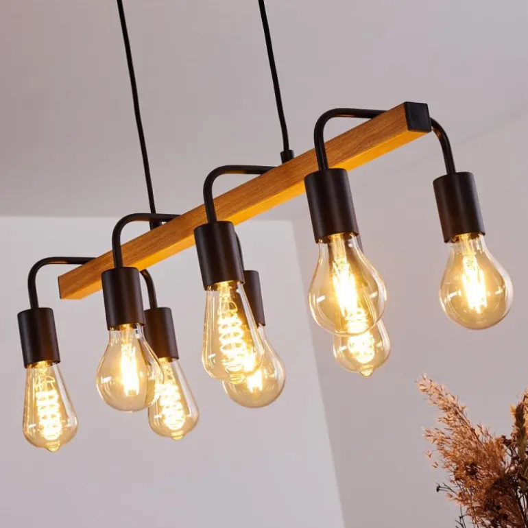 Suspension Conakry Noir, 8 lumières