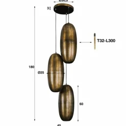 Suspension Cosmic Ancien, 3 lumières