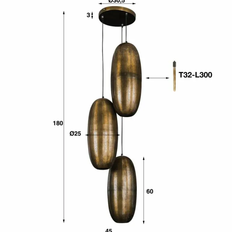 Suspension Cosmic Ancien, 3 lumières
