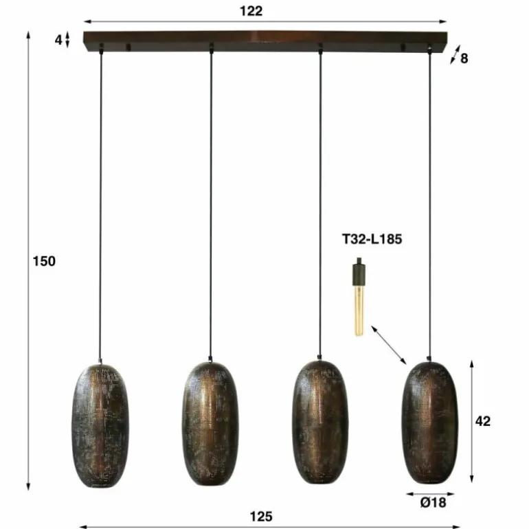Suspension Cosmic Ancien, 4 lumières