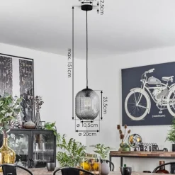 Suspension Crabinaille Noir, 1 lumière