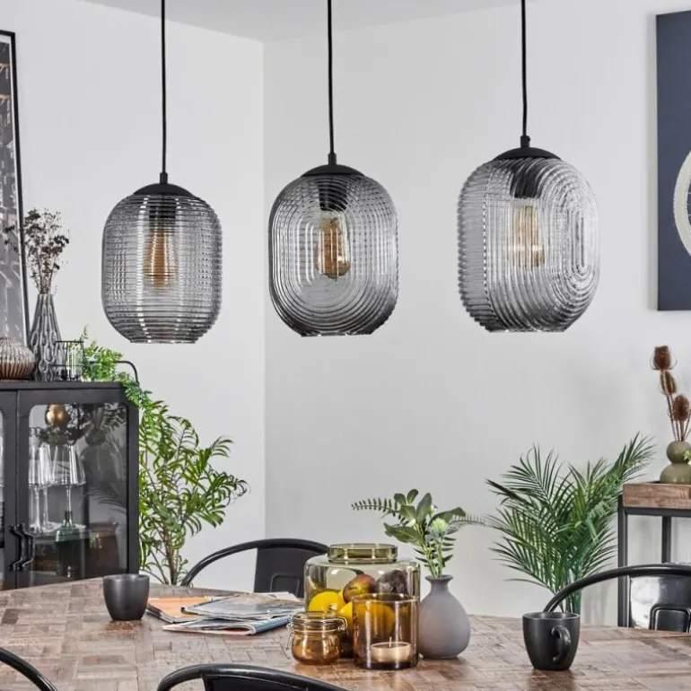 Suspension Crabinaille Noir, 3 lumières