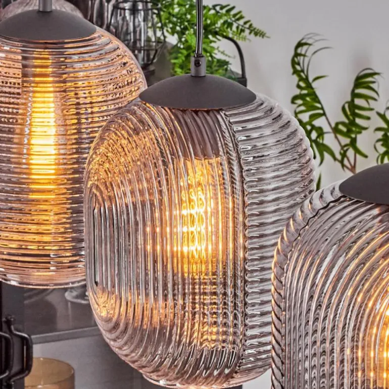 Suspension Crabinaille Noir, 3 lumières