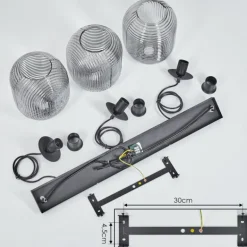 Suspension Crabinaille Noir, 3 lumières