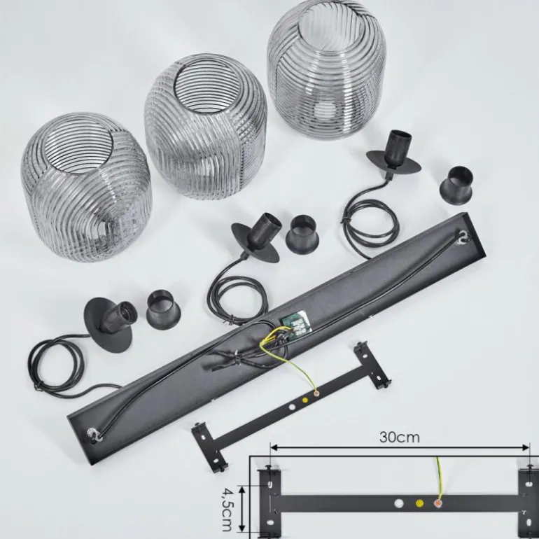 Suspension Crabinaille Noir, 3 lumières