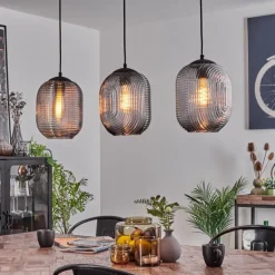 Suspension Crabinaille Noir, 3 lumières