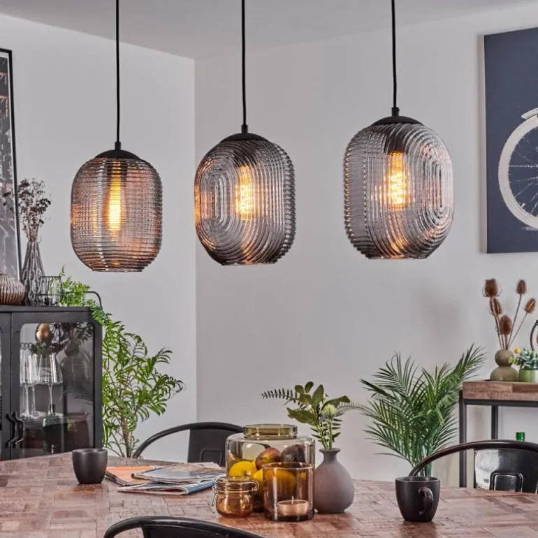 Suspension Crabinaille Noir, 3 lumières