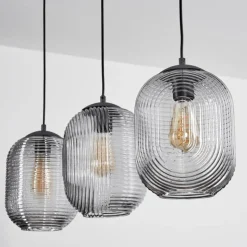 Suspension Crabinaille Noir, 3 lumières