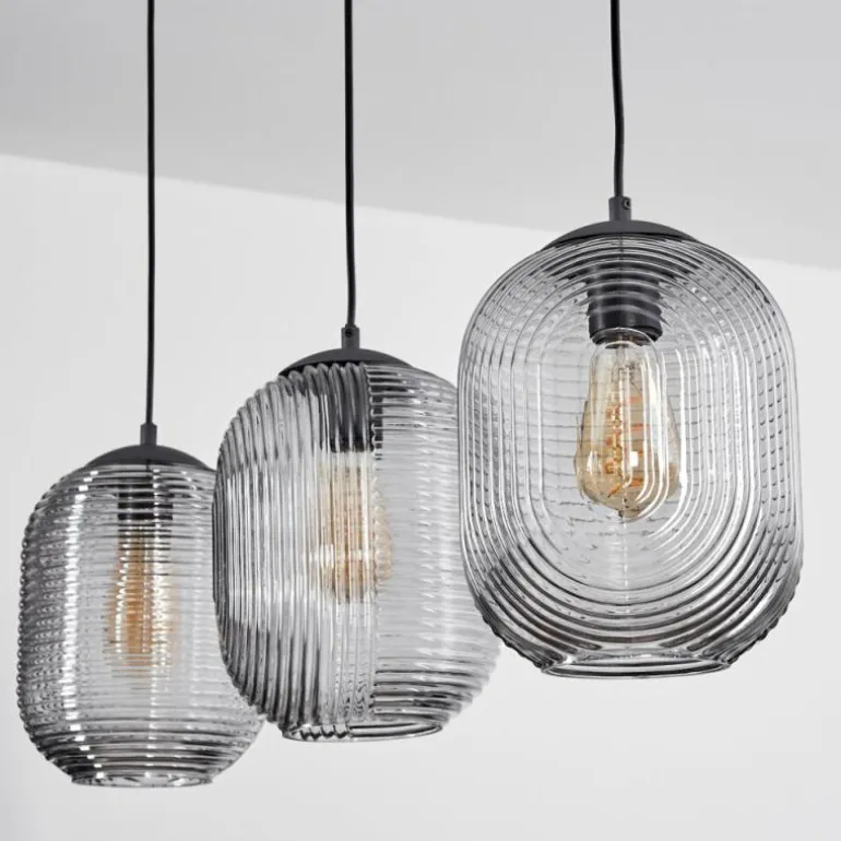 Suspension Crabinaille Noir, 3 lumières