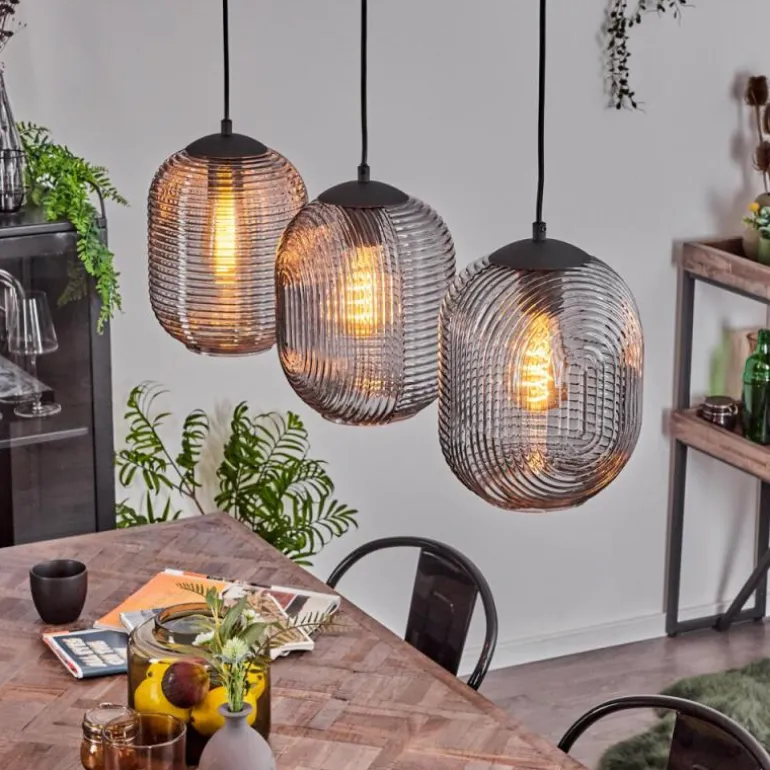 Suspension Crabinaille Noir, 3 lumières