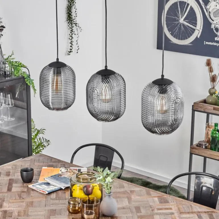 Suspension Crabinaille Noir, 3 lumières