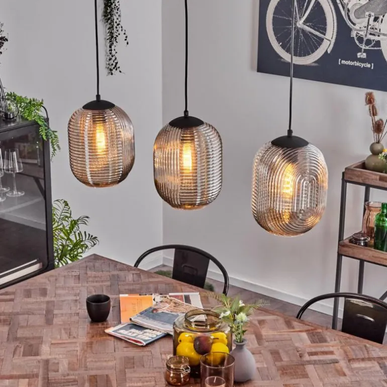 Suspension Crabinaille Noir, 3 lumières