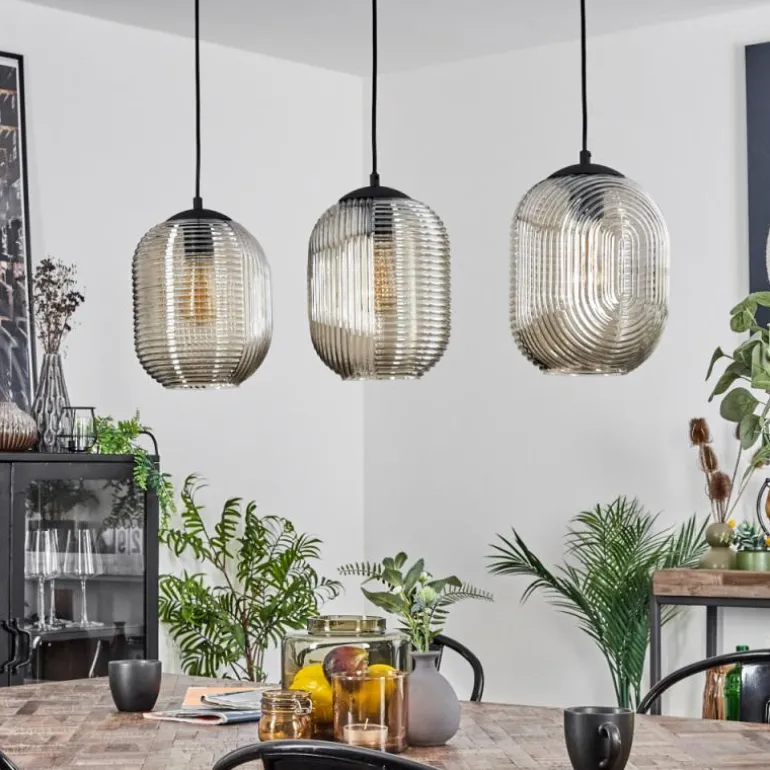 Suspension Crabinaille Noir, 3 lumières