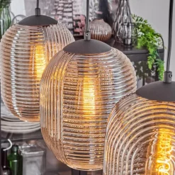 Suspension Crabinaille Noir, 3 lumières