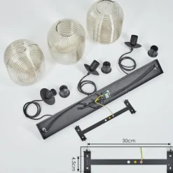 Suspension Crabinaille Noir, 3 lumières