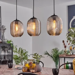 Suspension Crabinaille Noir, 3 lumières