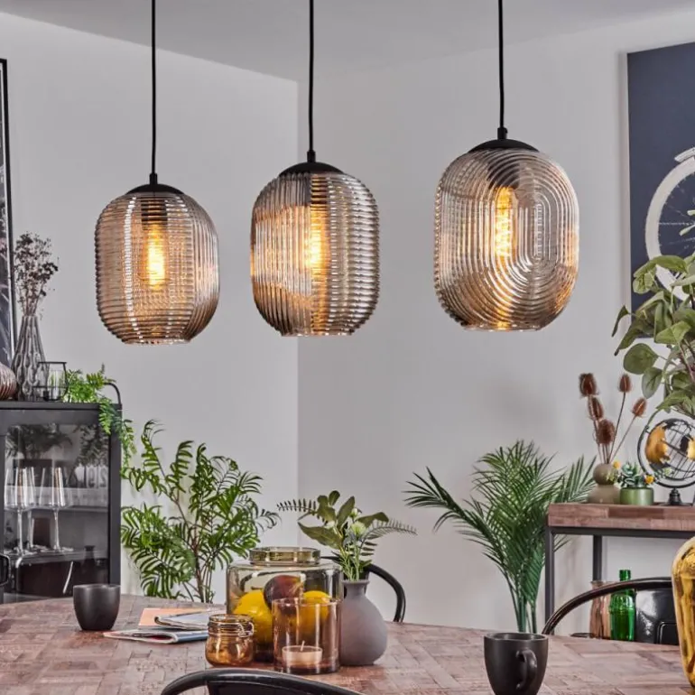 Suspension Crabinaille Noir, 3 lumières