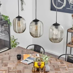 Suspension Crabinaille Noir, 3 lumières