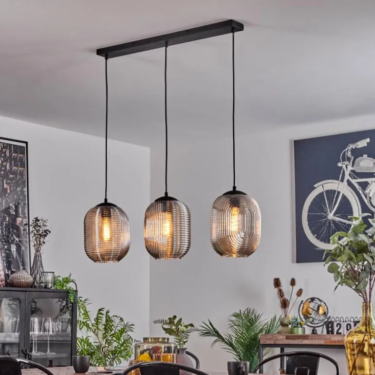 Suspension Crabinaille Noir, 3 lumières