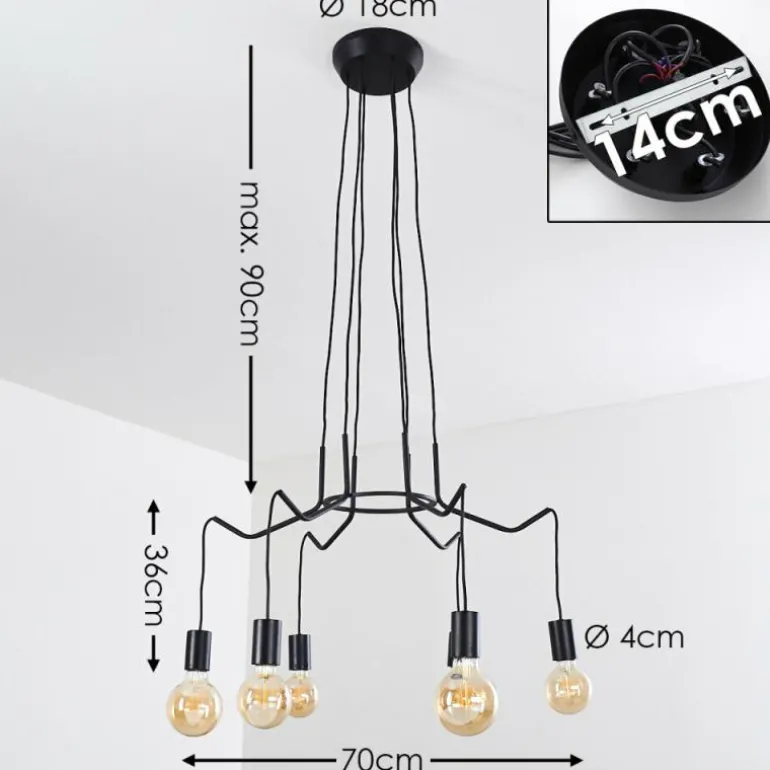 Suspension Cuyama Noir, 6 lumières