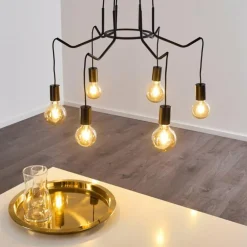 Suspension Cuyama Noir, 6 lumières