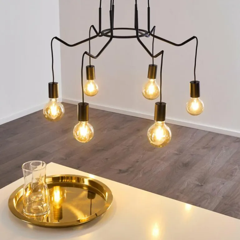 Suspension Cuyama Noir, 6 lumières