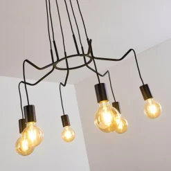 Suspension Cuyama Noir, 6 lumières