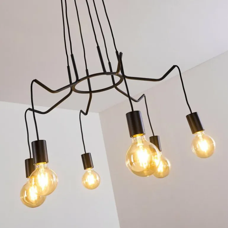 Suspension Cuyama Noir, 6 lumières