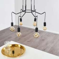 Suspension Cuyama Noir, 6 lumières