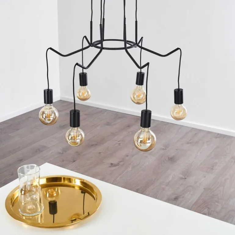 Suspension Cuyama Noir, 6 lumières