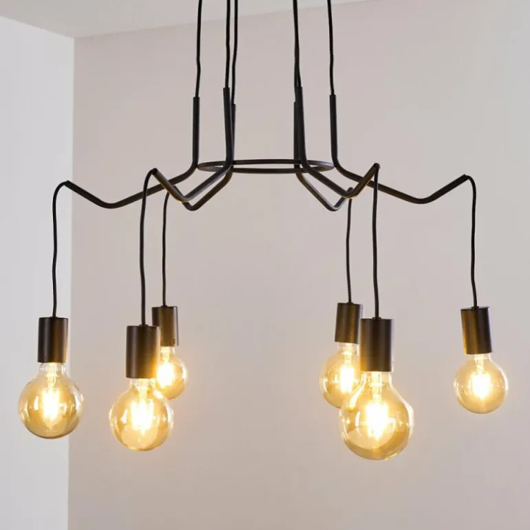 Suspension Cuyama Noir, 6 lumières