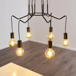 Suspension Cuyama Noir, 6 lumières