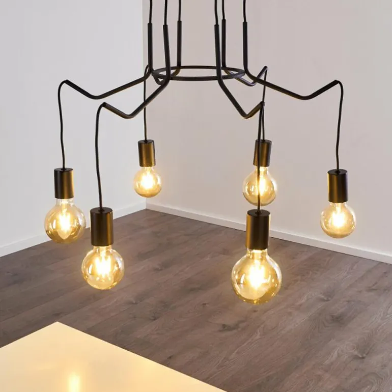 Suspension Cuyama Noir, 6 lumières