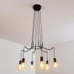 Suspension Cuyama Noir, 6 lumières