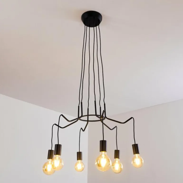 Suspension Cuyama Noir, 6 lumières