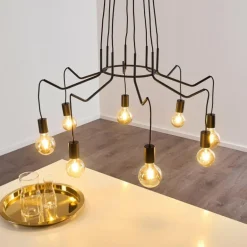 Suspension Cuyama Noir, 4 lumières